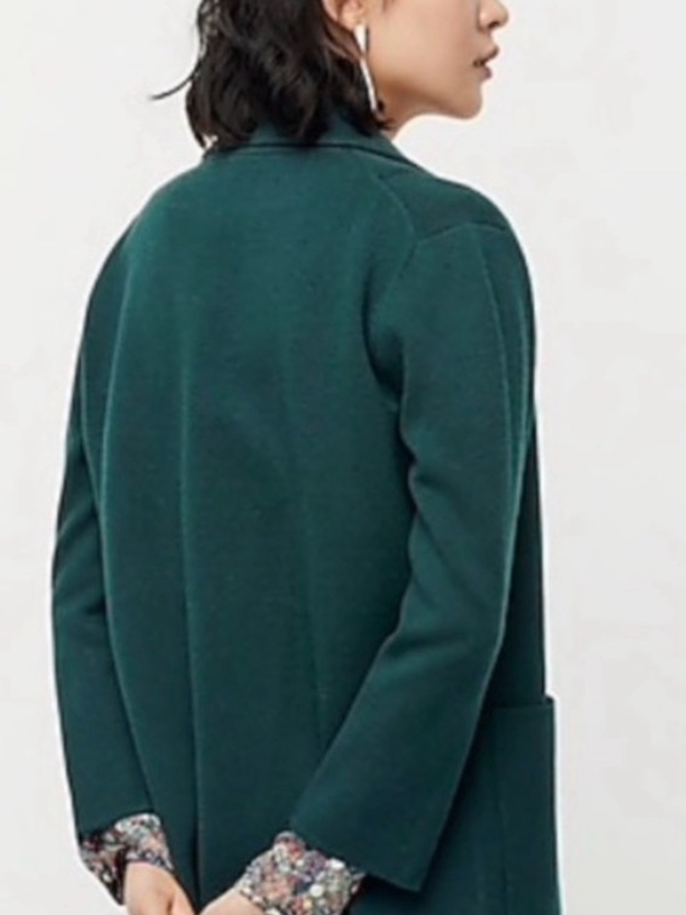 J. Crew Sophie Sweater Open-Front Blazer Old Forest Green Wool Cotton Blend XS - Picture 2 of 6